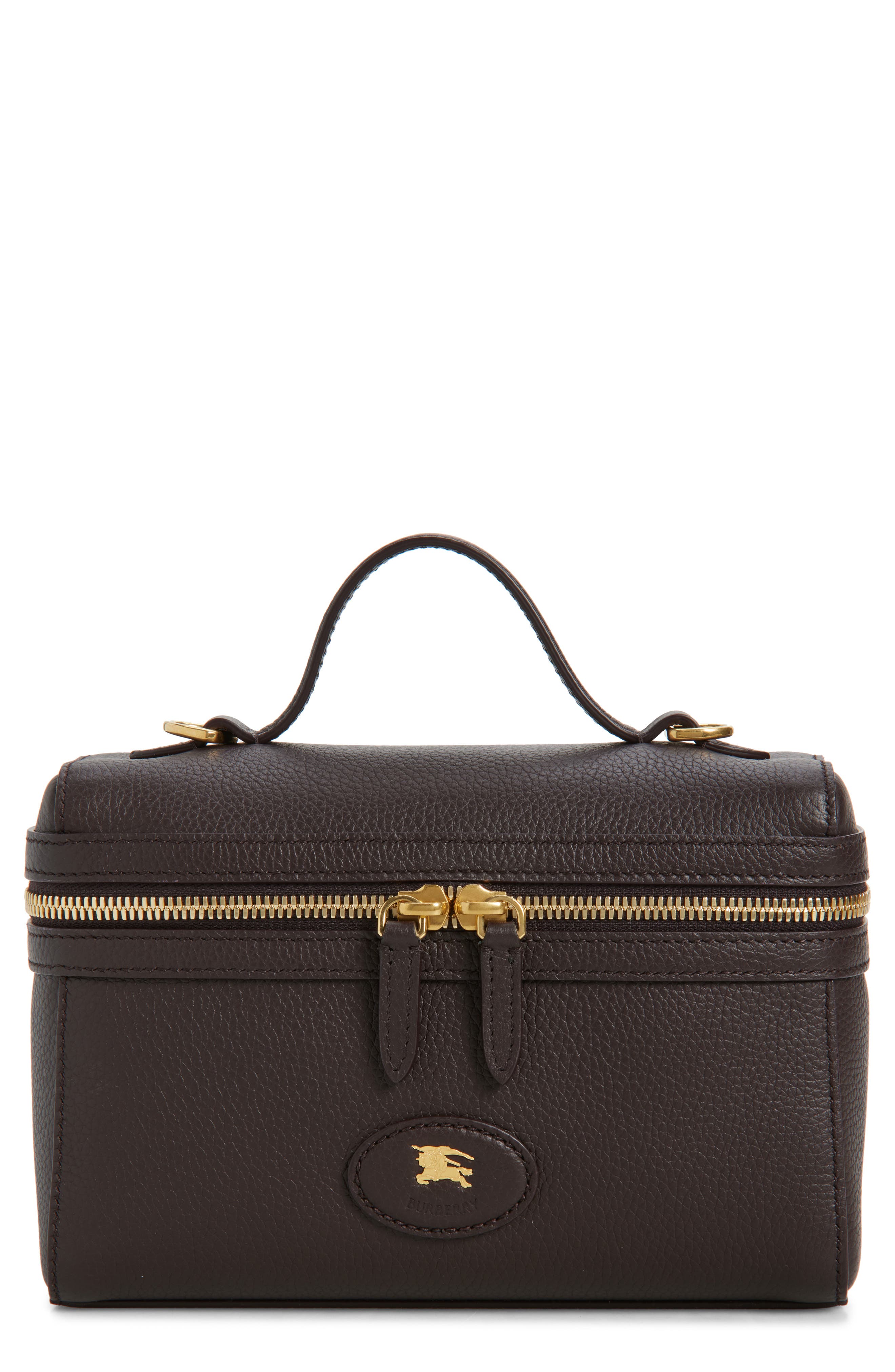 Burberry Bloomsbury Leather Vanity Bag, Main, color, Peat/ Sand