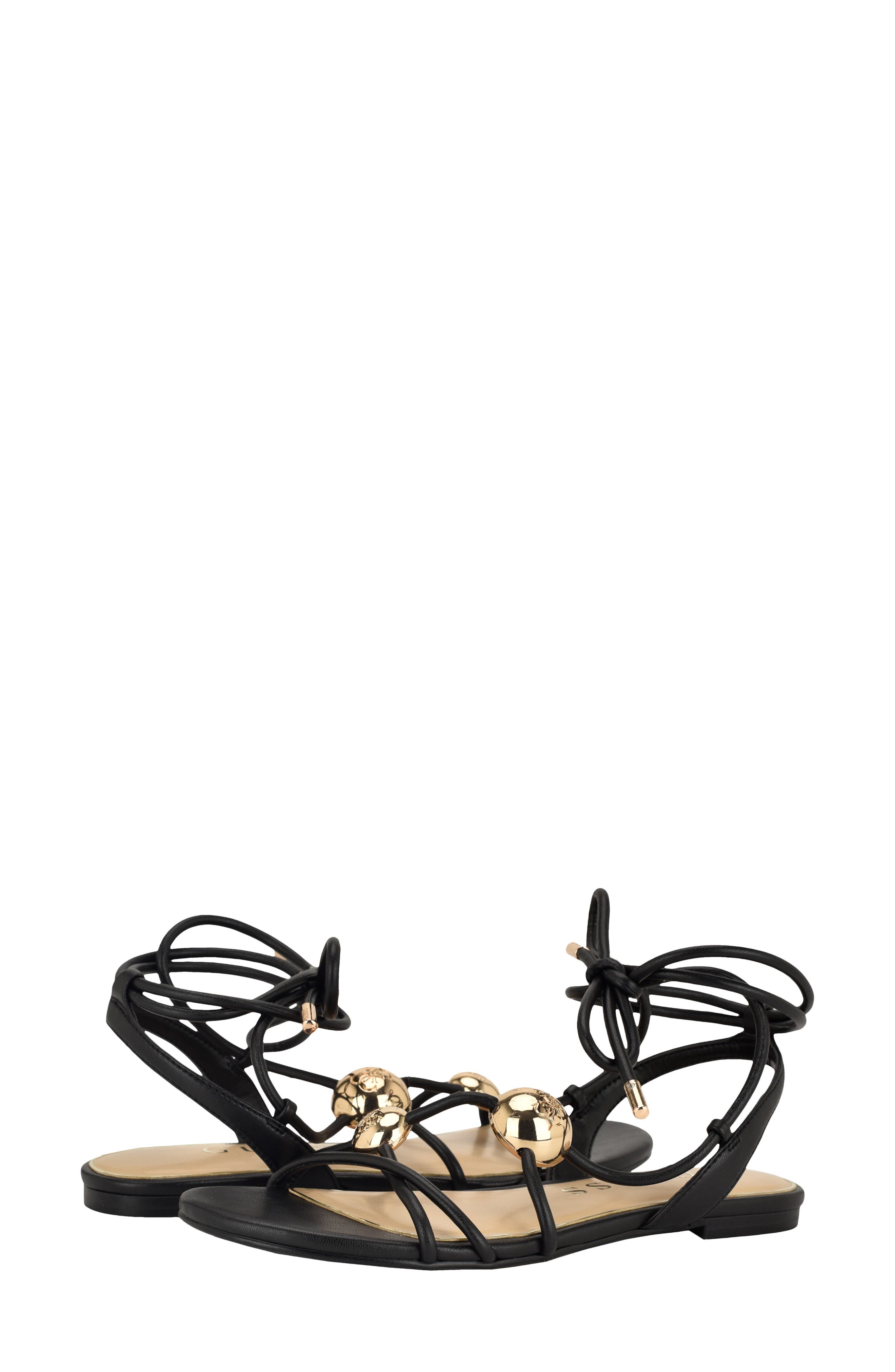 GUESS Tabell Ankle Wrap Sandal, Alternate, color, Black