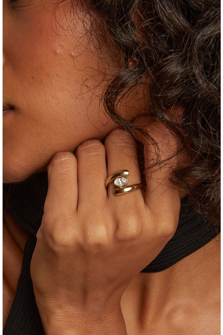 Lab Grown Sapphire Ellipse Ring, Alternate, color, Yellow Gold Vermeil