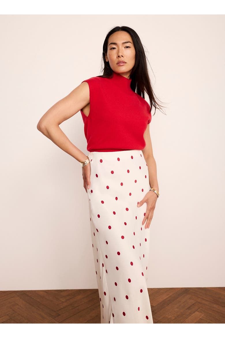 Polka Dot Slip Skirt, Alternate, color, Red