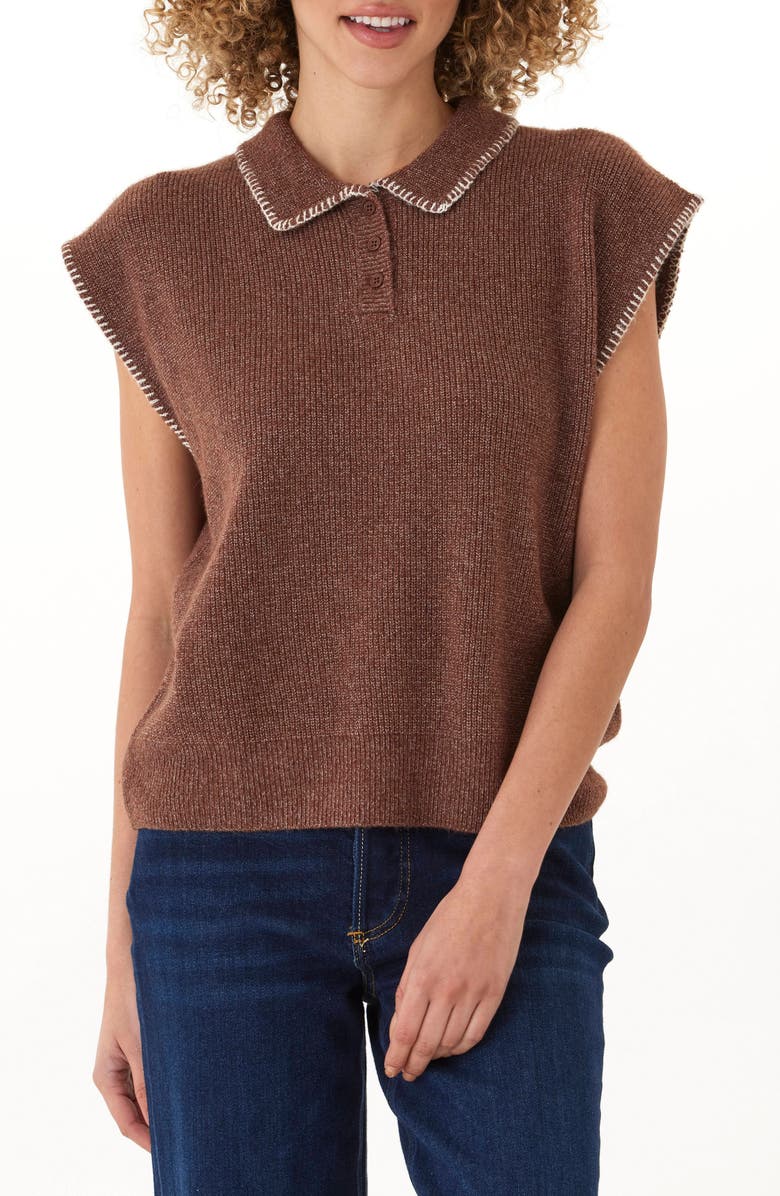 Threads 4 Thought Julieta Cozy Blanket Stitch Polo Sweater, Main, color, Praline