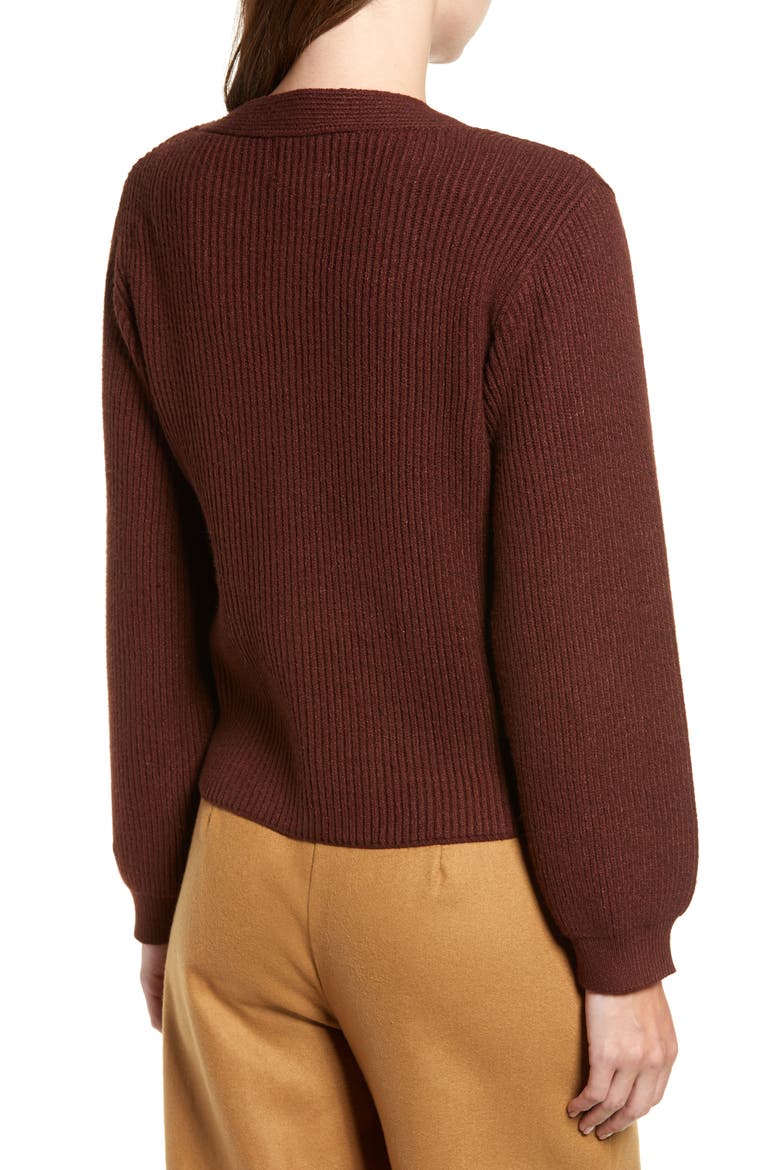 Chriselle Lim Cleo Button Detail Cardigan (Nordstrom Exclusive), Alternate, color, COCOA
