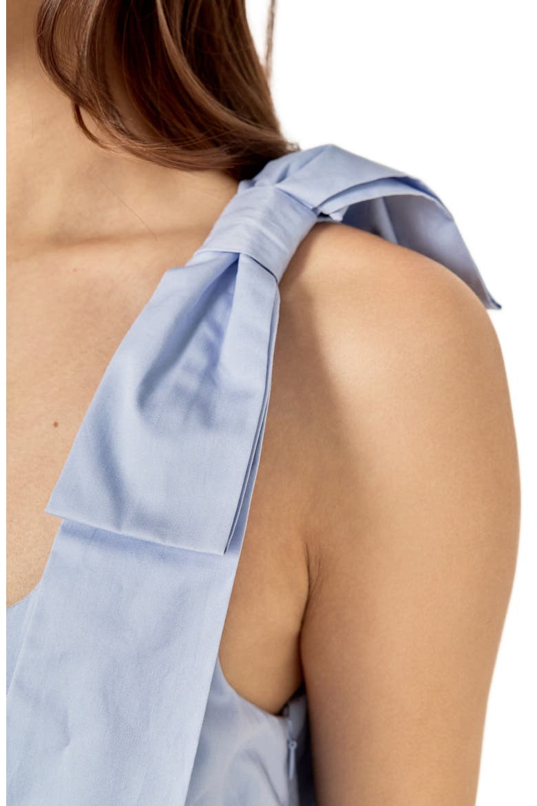Bow Shoulder Sleeveless Cotton Minidress, Alternate, color, POWDER BLUE
