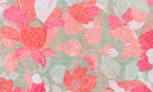Ruby Rd. Plus Size Floral Striped Border Flutter Sleeve Top In Pink