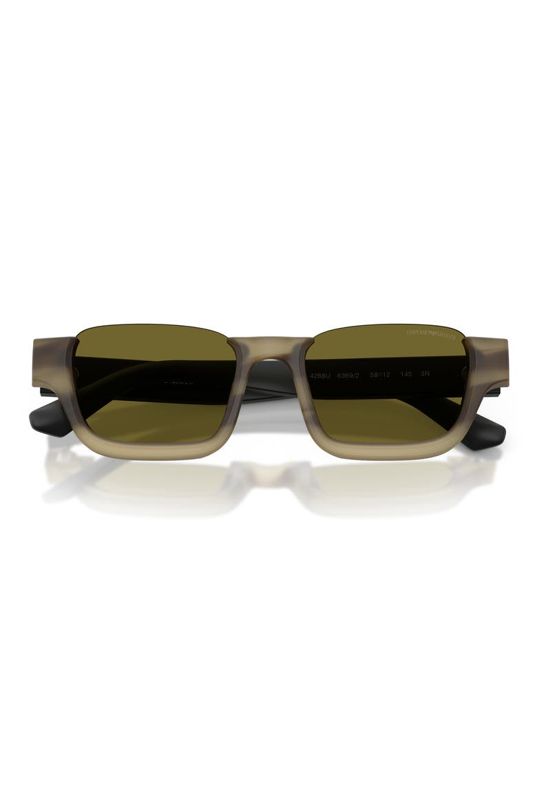 58mm Rectangle Sunglasses, Alternate, color, HAVANA GREEN / GREEN