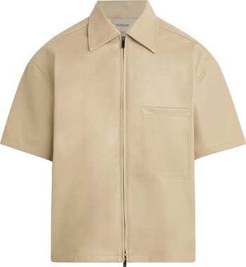 Short Sleeve Faux Leather Zip Shirt