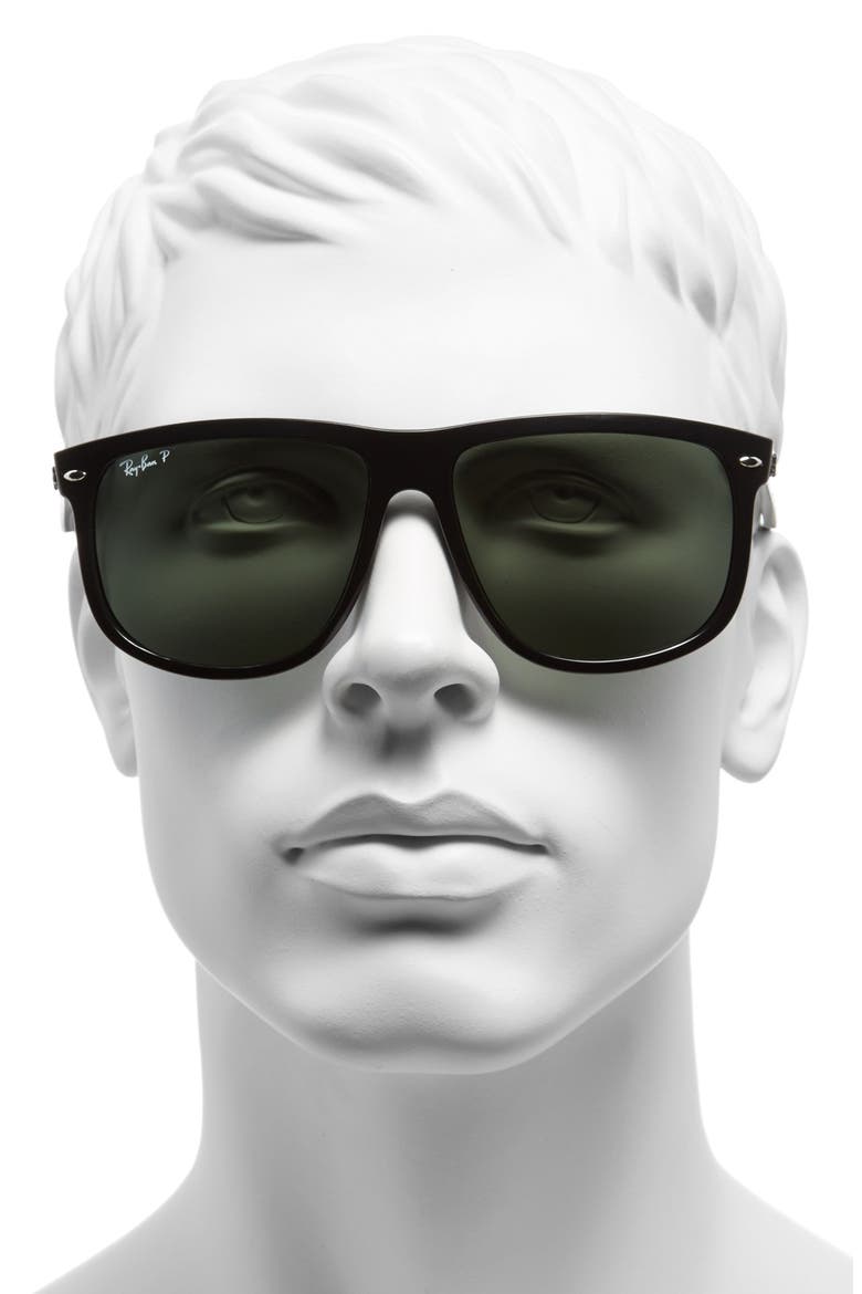 Boyfriend 60mm Polarized Sunglasses, Alternate, color, BLACK/ GREEN P