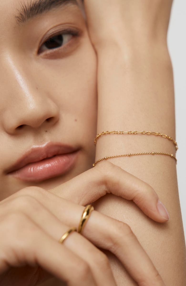 Monica Vinader Textured Chain Link Bracelet, Alternate, color, 18K Gold Vermeil