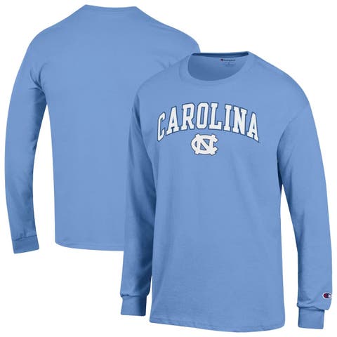 Men's Champion  Carolina Blue North Carolina Tar Heels Arch Over Logo Long Sleeve T-Shirt