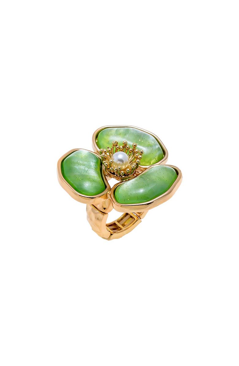 BY ADINA EDEN Jade Flower Statement Ring, Main, color, Mint Green