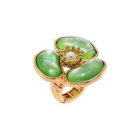 Jade Flower Statement Ring