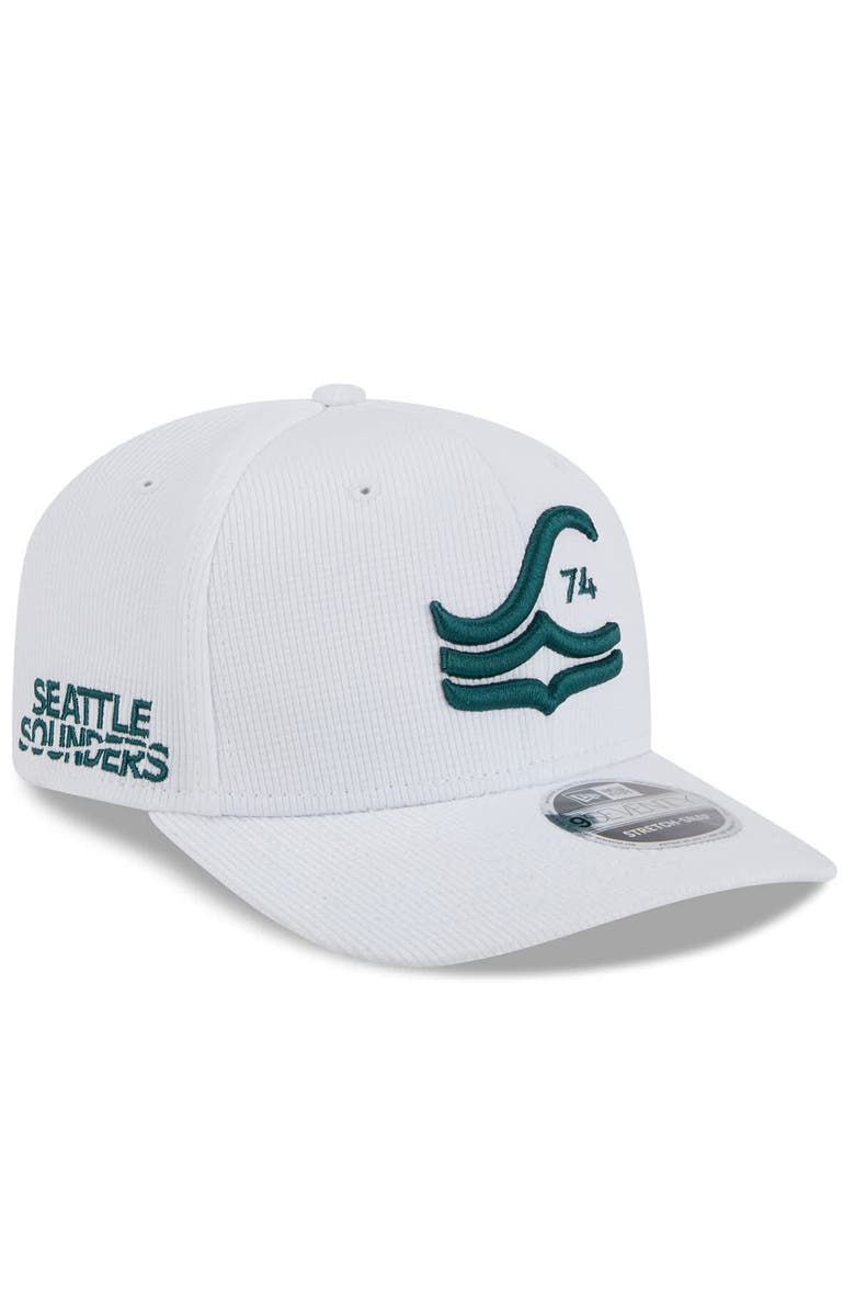 New Era Men's New Era White Seattle Sounders FC 2025 Jersey Hook 9SEVENTY Stretch-Snap Hat, Main, color, White