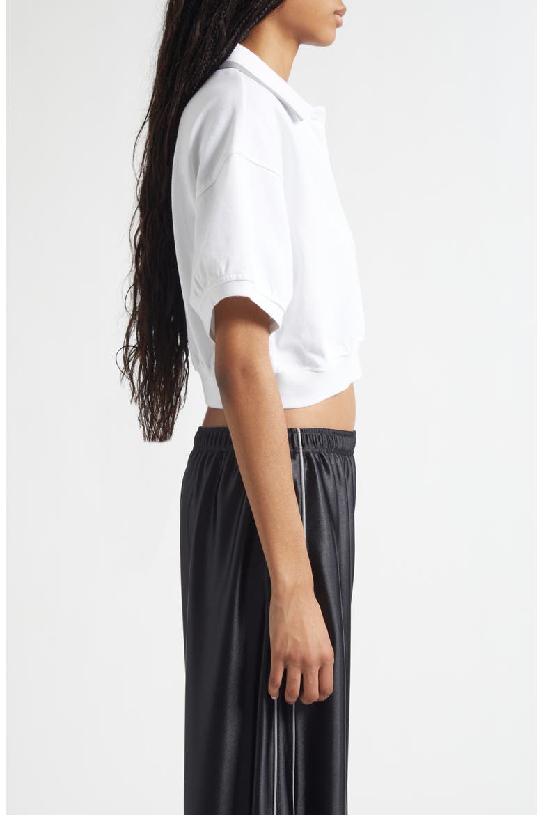 Cinched Crop Cotton Polo, Alternate, color, WHITE