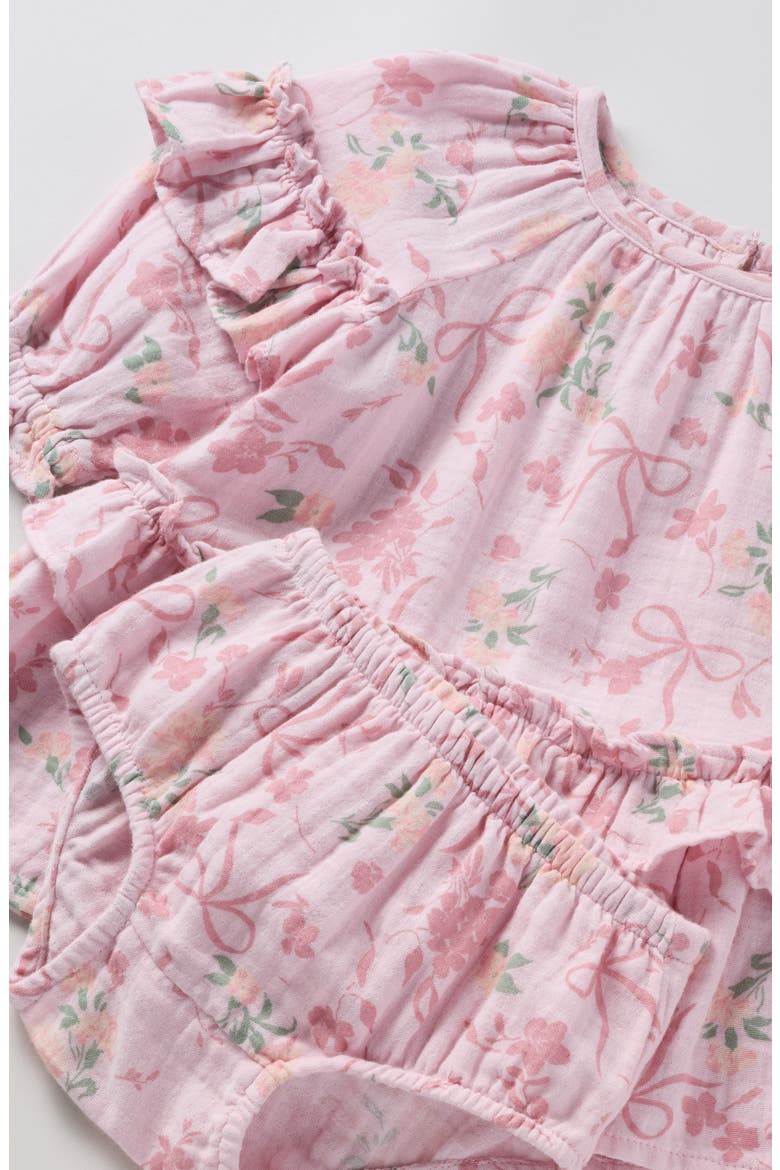Floral Ruffle Cotton Dress with Bloomers, Alternate, color, PINK WINDSOME BOW FLORAL