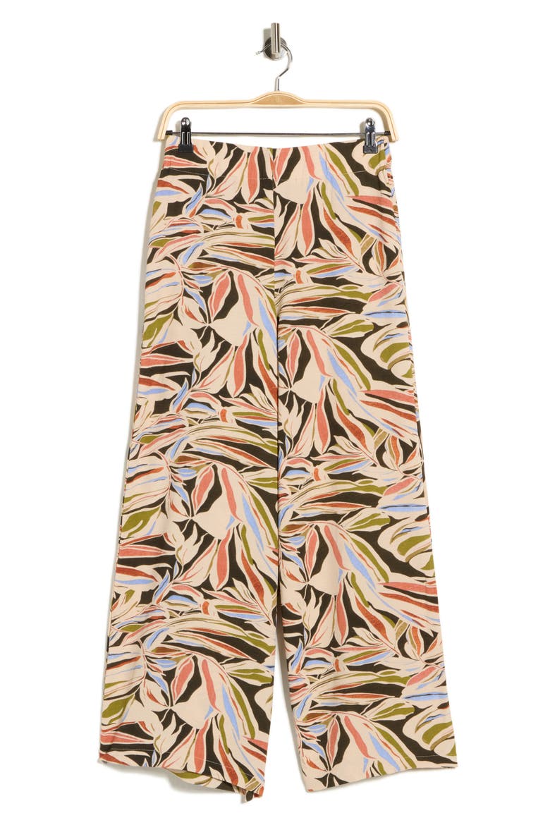 Printed Wide Leg Pants, Alternate, color, WATERCOLOR LEAF