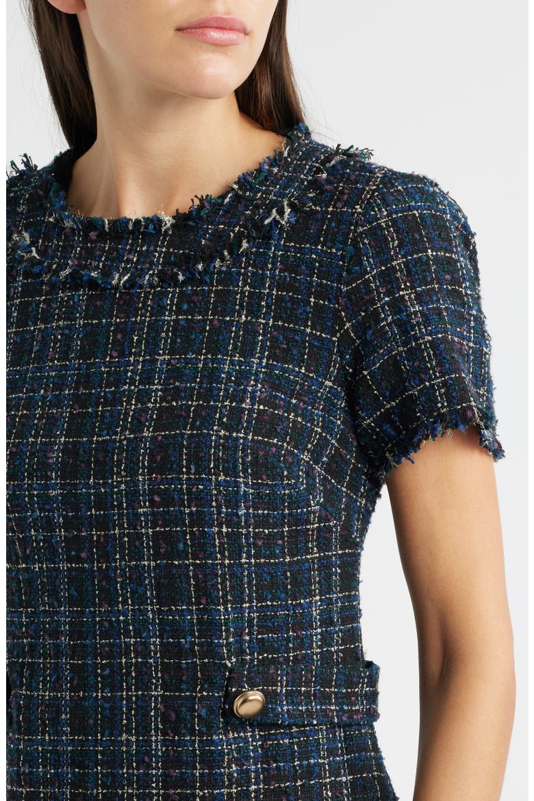 Tweed A-Line Dress, Alternate, color, NAVY BLACK