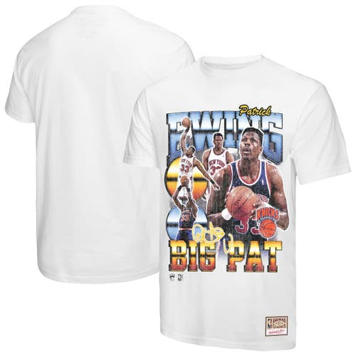 Mitchell & Ness Patrick Ewing White New York Knicks Hardwood Classics Commemorative Player Collage T In White