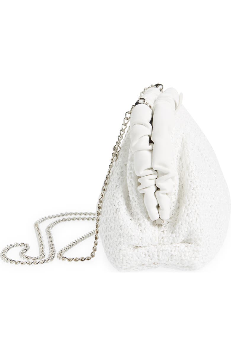 Olga Berg Amalia Pleated Woven Straw Clutch, Alternate, color, White