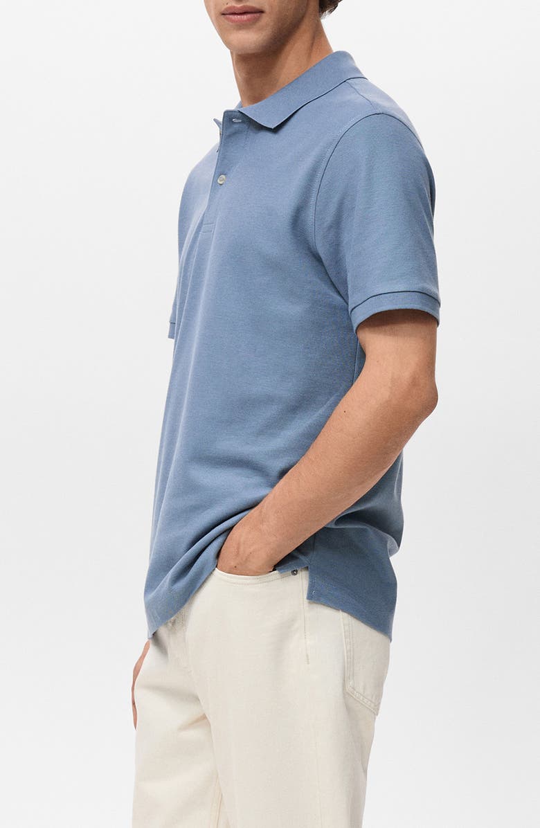 MANGO Regular Fit Cotton Piqué Polo, Alternate, color, Blue