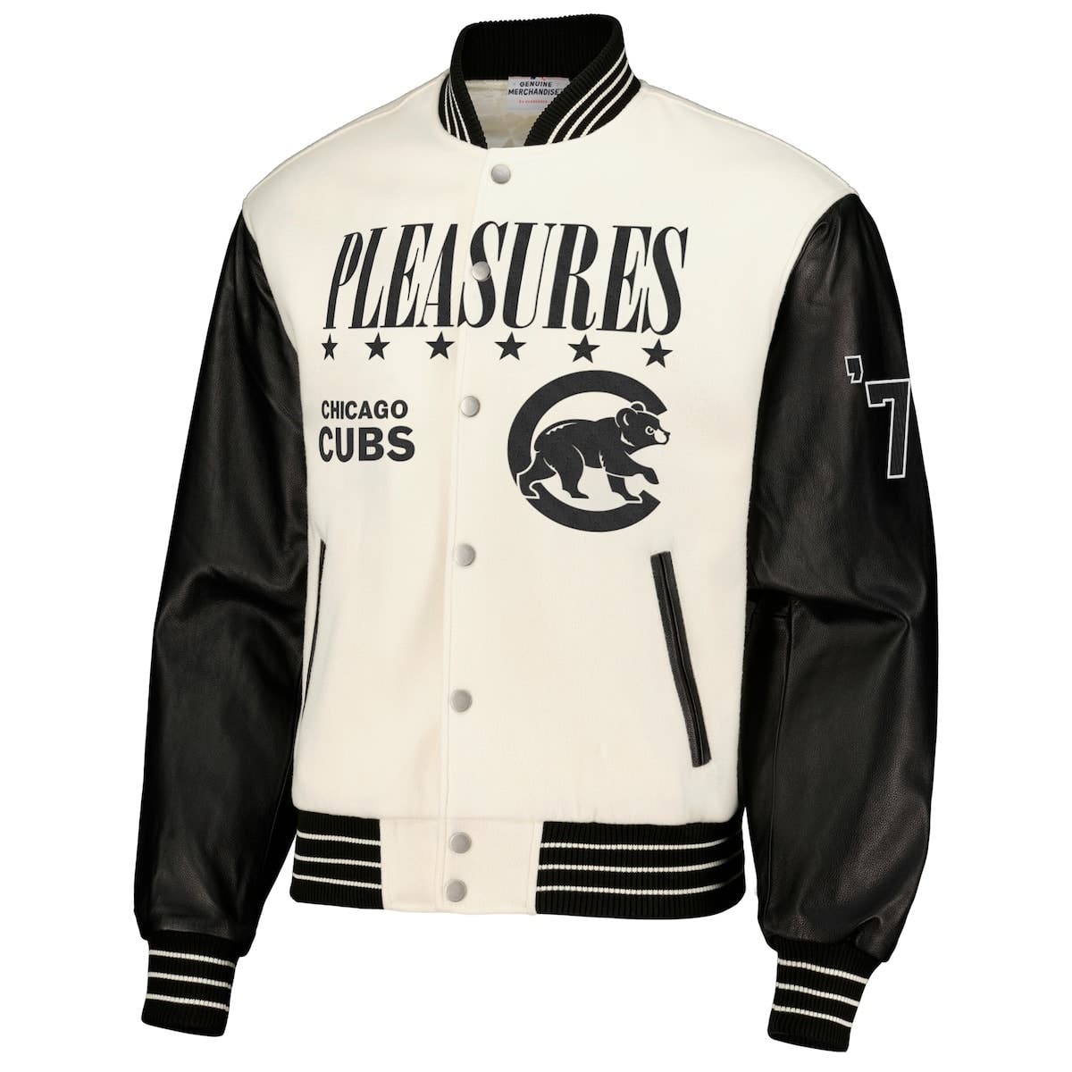 Men's PLEASURES White Chicago Cubs Full-Snap Varsity Jacket - image 2