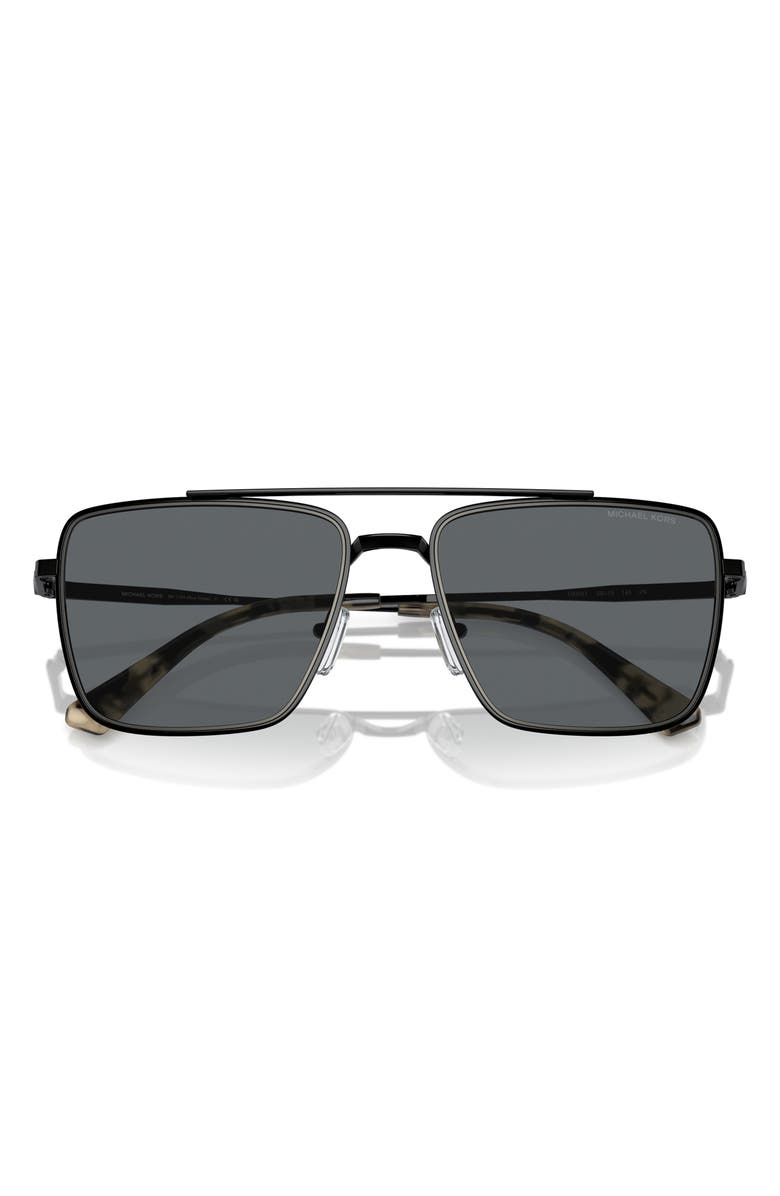 Michael Kors Blue Ridge 58mm Square Sunglasses, Alternate, color, Shiny Black / Dark Grey Solid