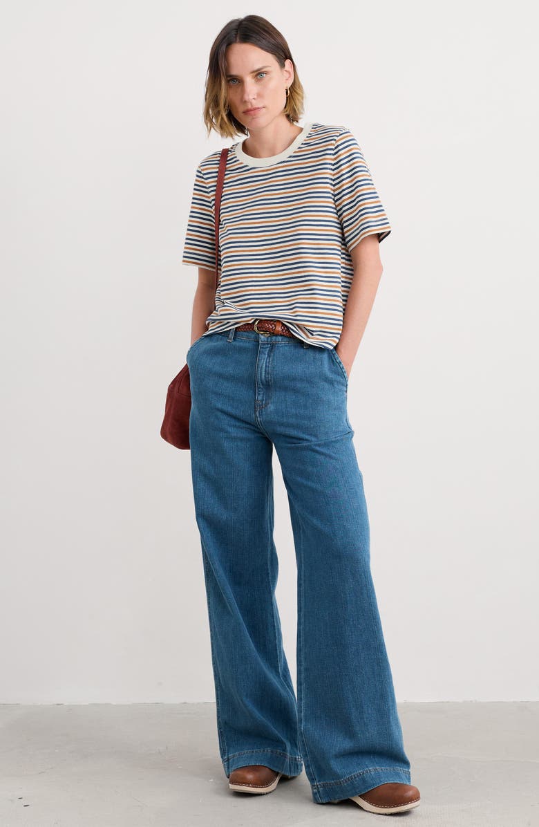 Seasalt Cornwall Copseland Stripe Organic Cotton T-Shirt, Alternate, color, Pellitras Basket Chalk