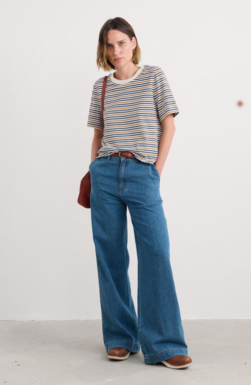 Seasalt Cornwall Copseland Stripe Organic Cotton T-shirt In Blue