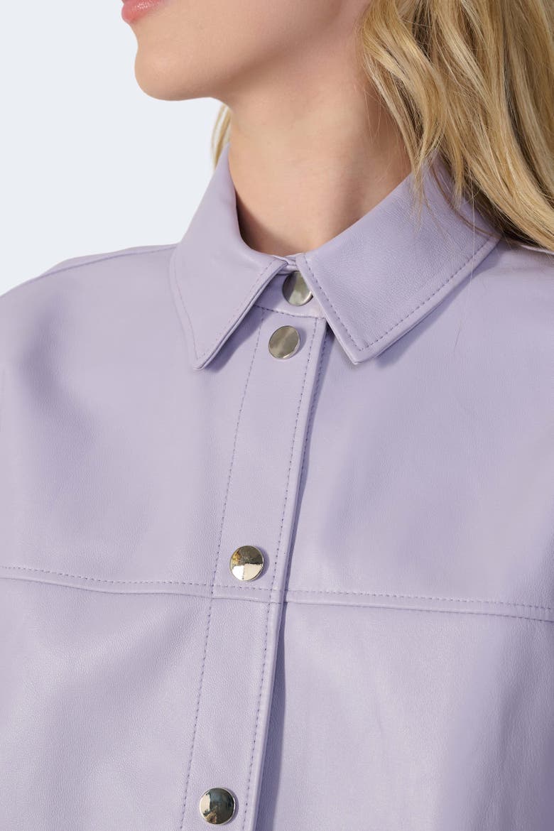 Frankie Leather Shirt Jacket, Alternate, color, Lilac