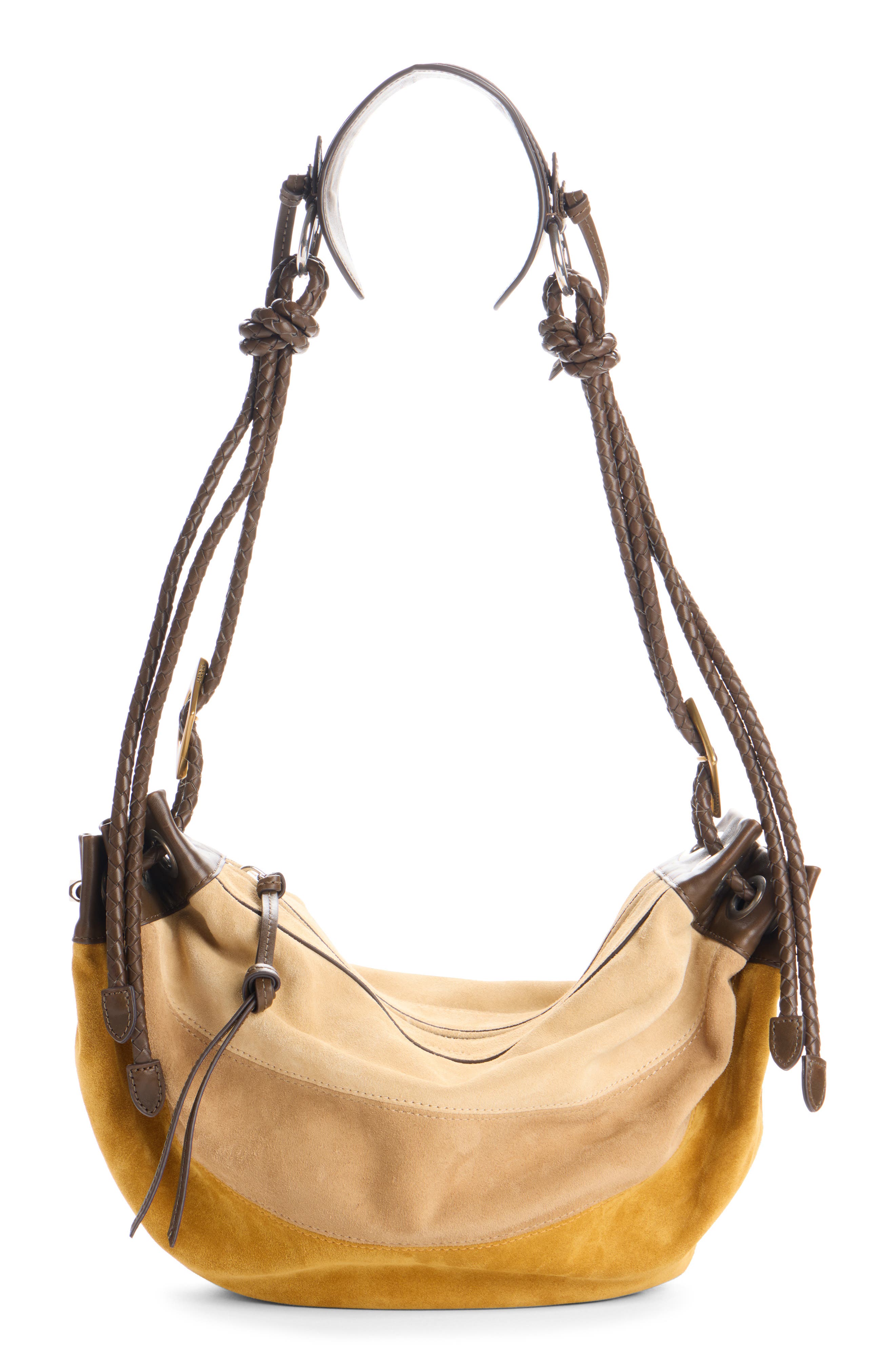 Isabel Marant Medium Maia Colorblock Suede Shoulder Bag, Main, color, Multicolor Khaki