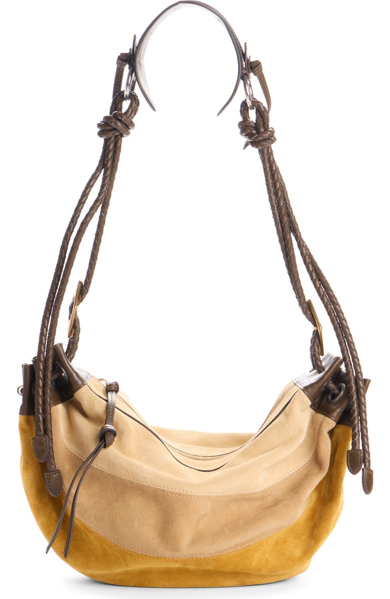 Isabel Marant Medium Maia Colorblock Suede Shoulder Bag, Main, color, Multicolor Khaki