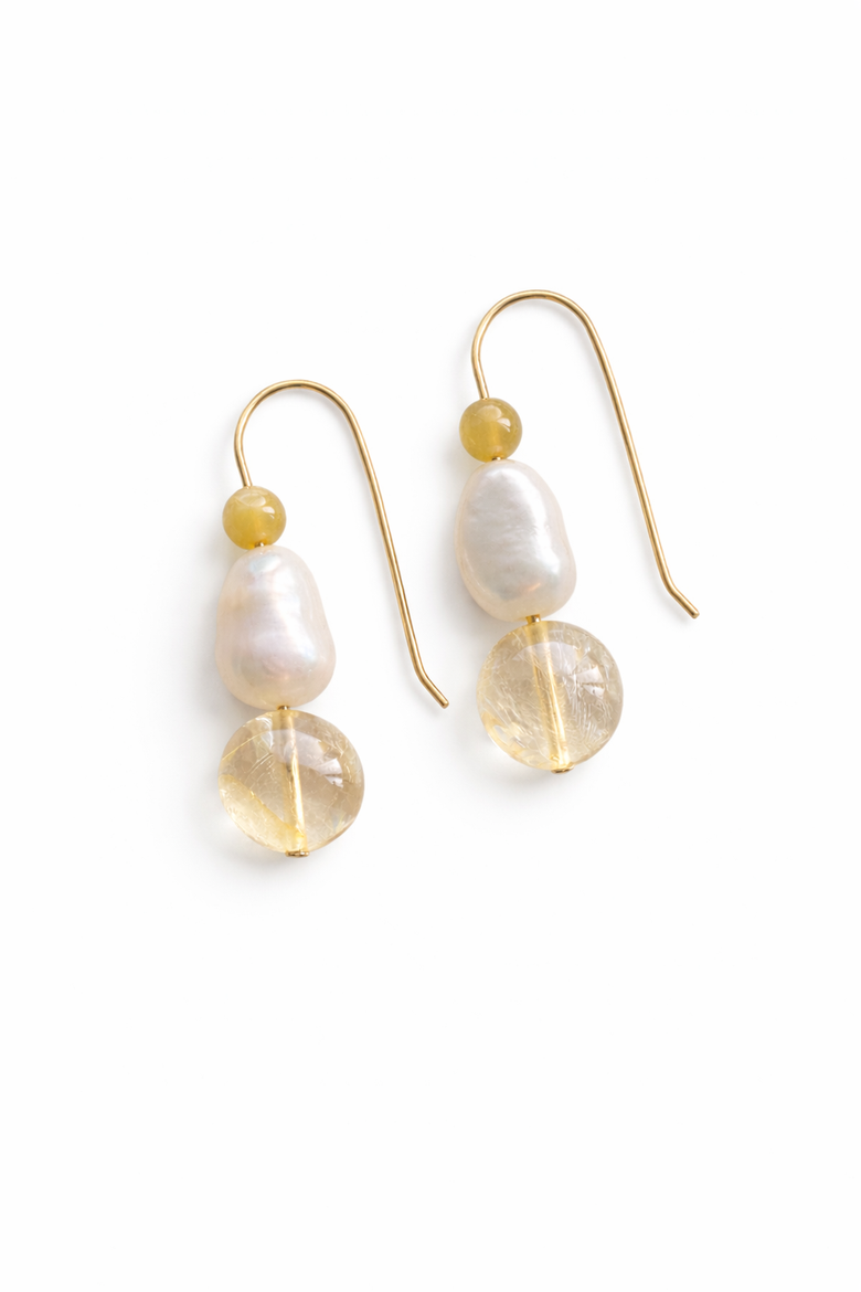 Citrine and Pearl Earrings, Main, color, 14k Gold Fill
