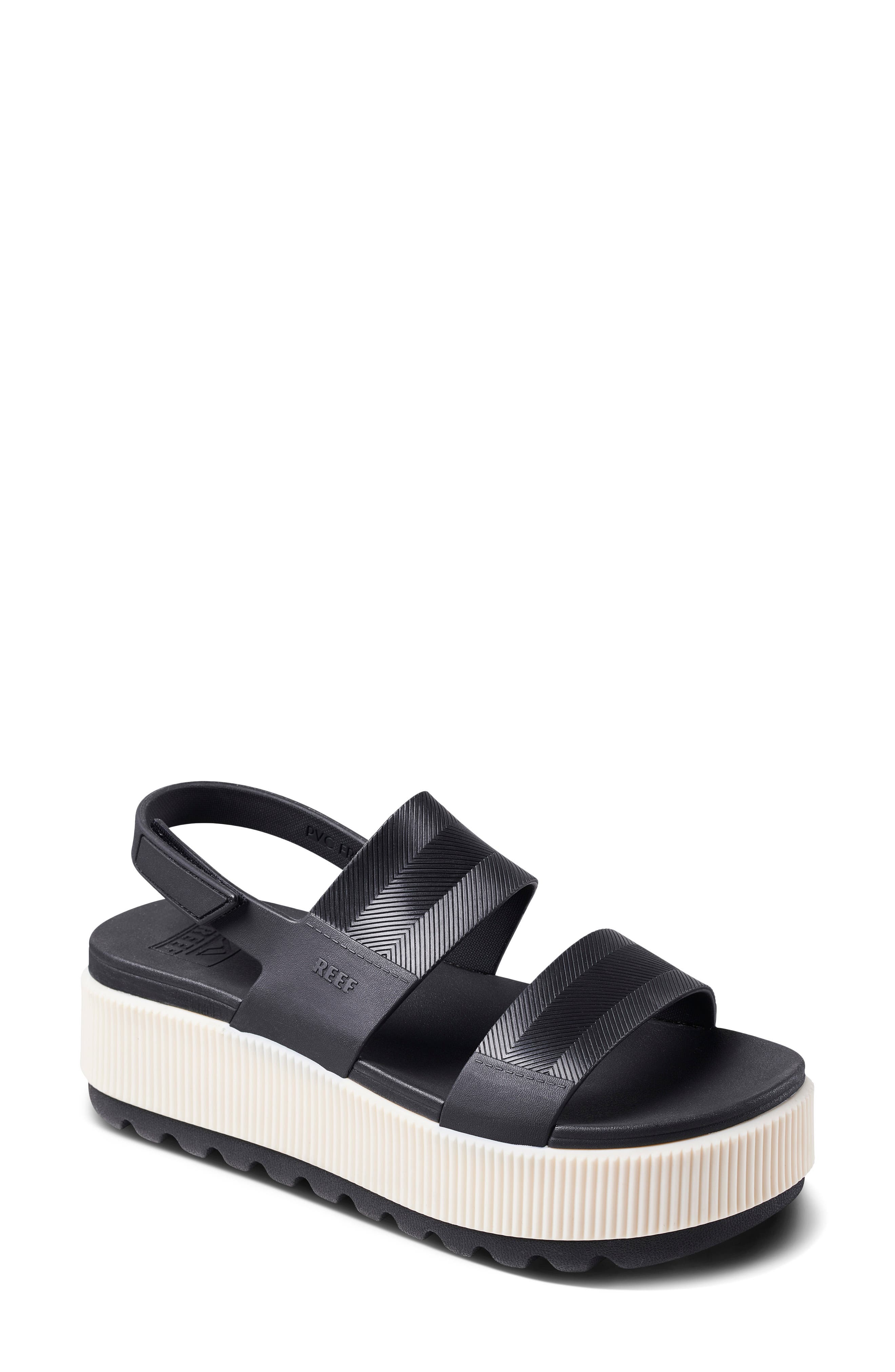 Reef Water Vista Platform Slingback Sandal, Main, color, Black Vintage