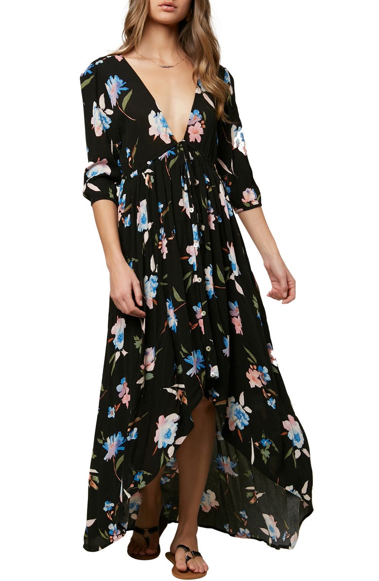 O'Neill Boyce Floral High/Low Maxi Dress, Main, color, 