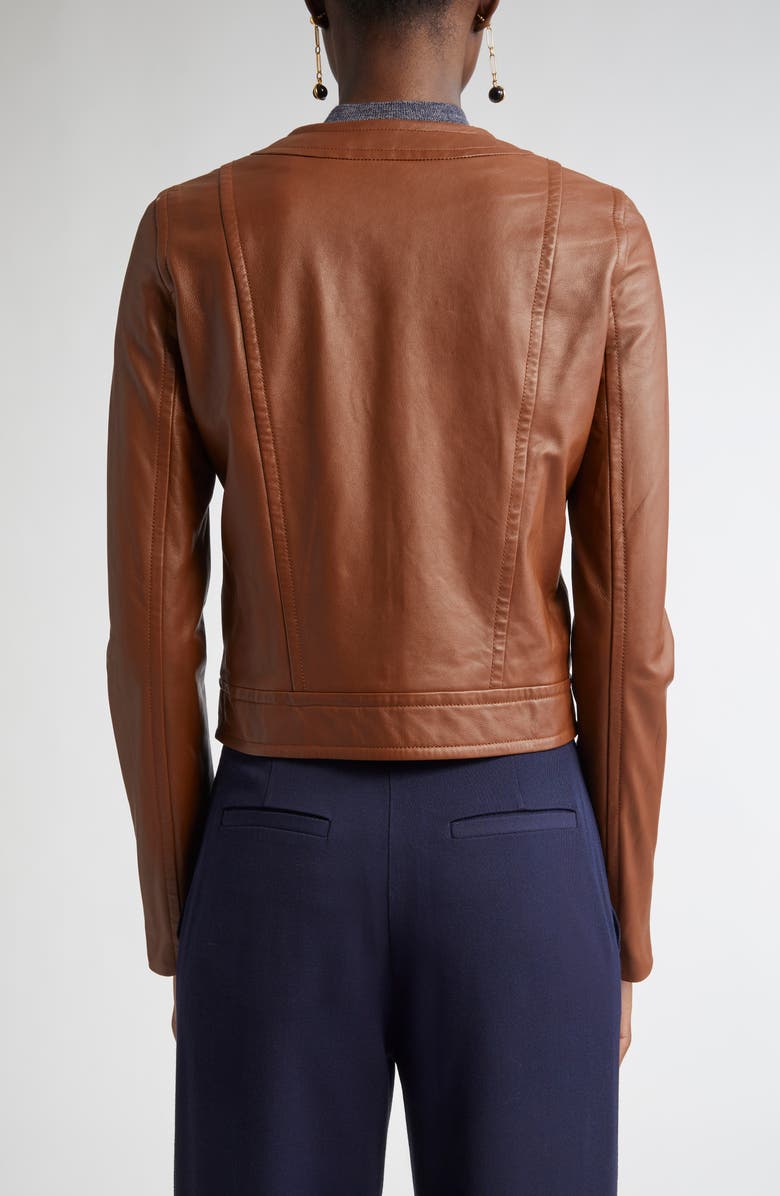 ST. JOHN Soft Leather Jacket, Alternate, color, Cognac