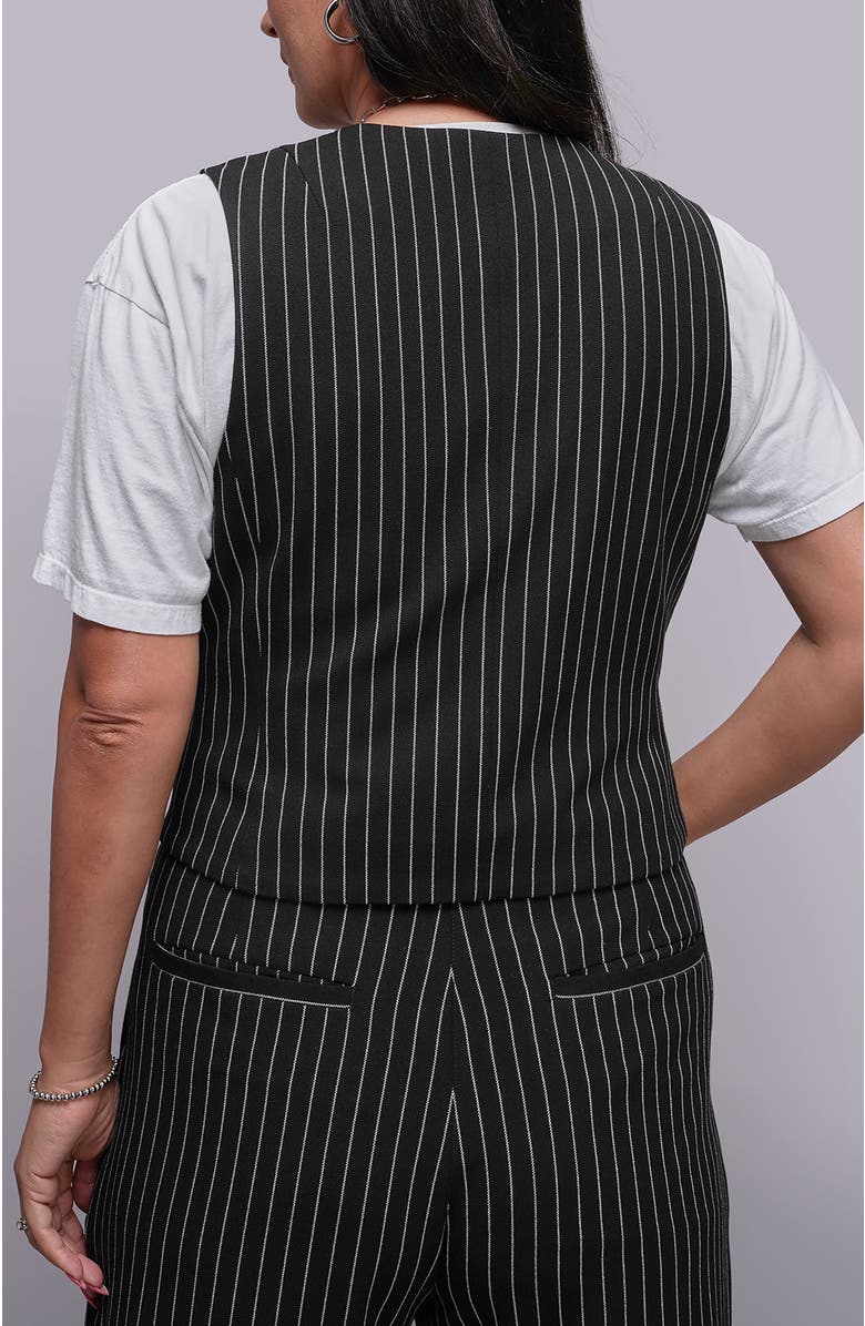 WILDFANG The Empower Pinstripe Vest, Alternate, color, Black/Stone