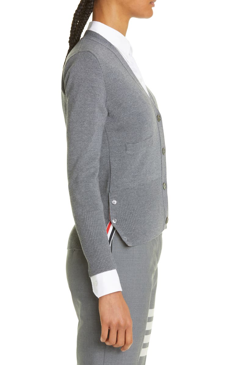 Thom Browne 4-Bar Merino Wool Cardigan, Alternate, color,