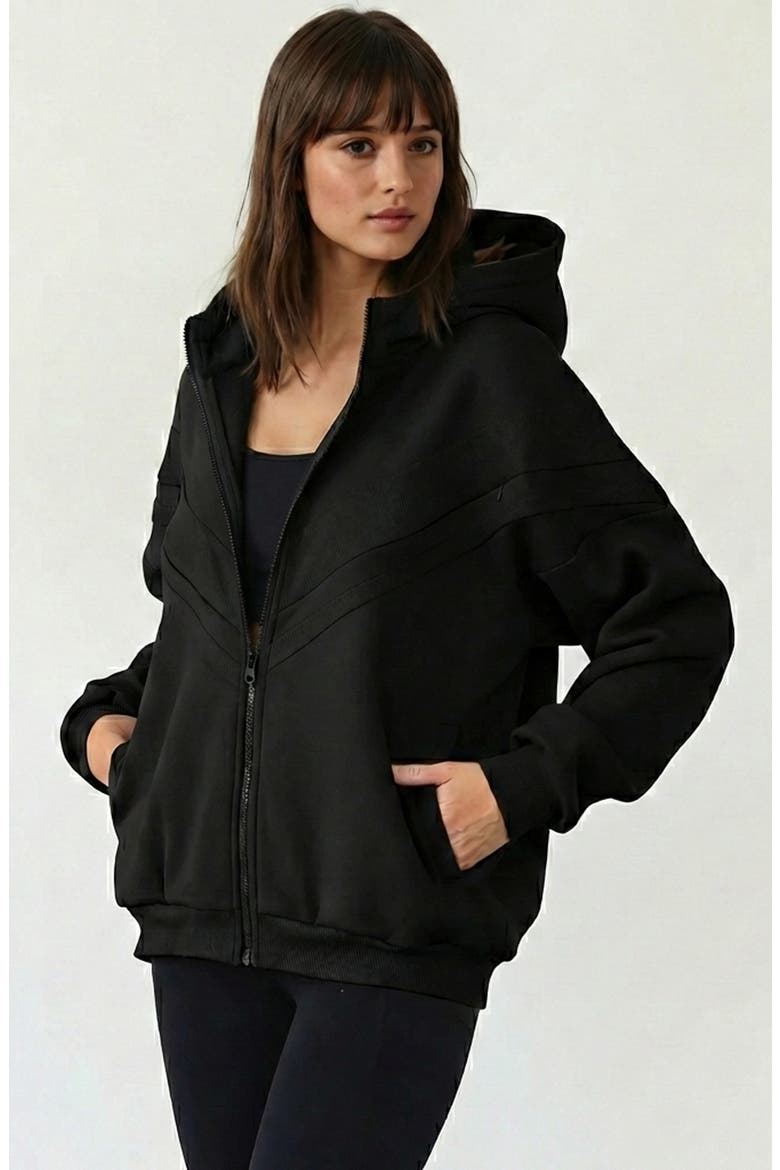 Isabella Organic Nursing and Pregnancy Full Zip Hoodie, Alternate, color, Noir