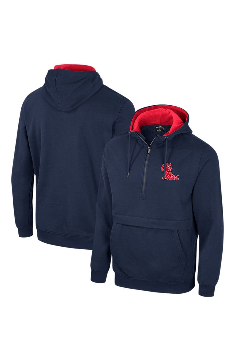 COLOSSEUM Men's Colosseum Navy Ole Miss Rebels Half-Zip Hoodie, Alternate, color, Navy