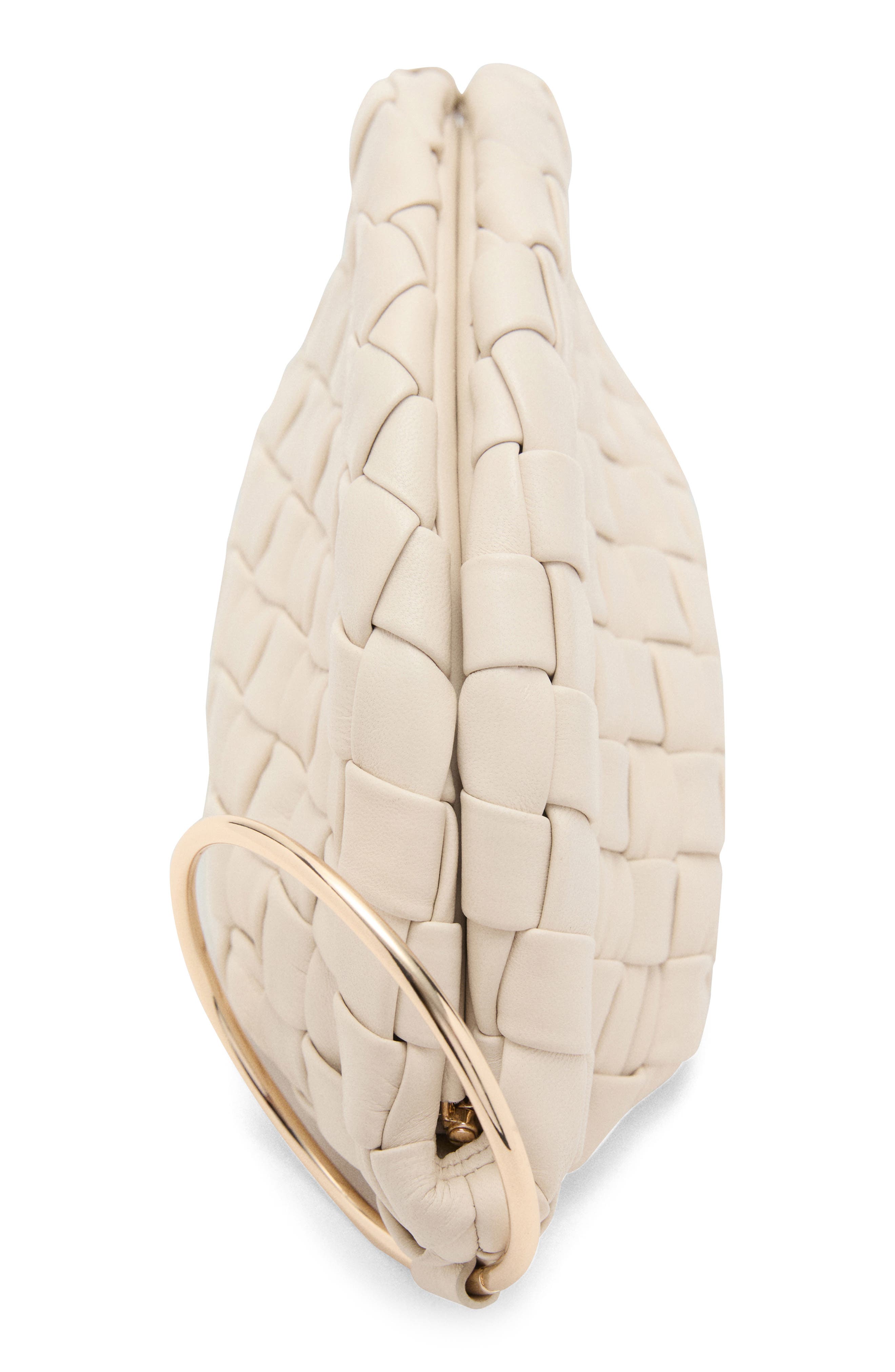 MANGO Woven Leather Clutch, Alternate, color, Off White