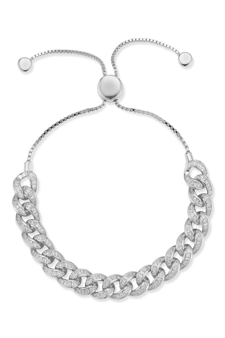 Curb Slider Bracelet, Main, color, SILVER