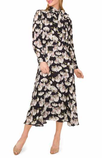 Ted Baker Floral Tie Neck Long Sleeve Dress