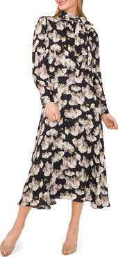Ted Baker Floral Tie Neck Long Sleeve Dress