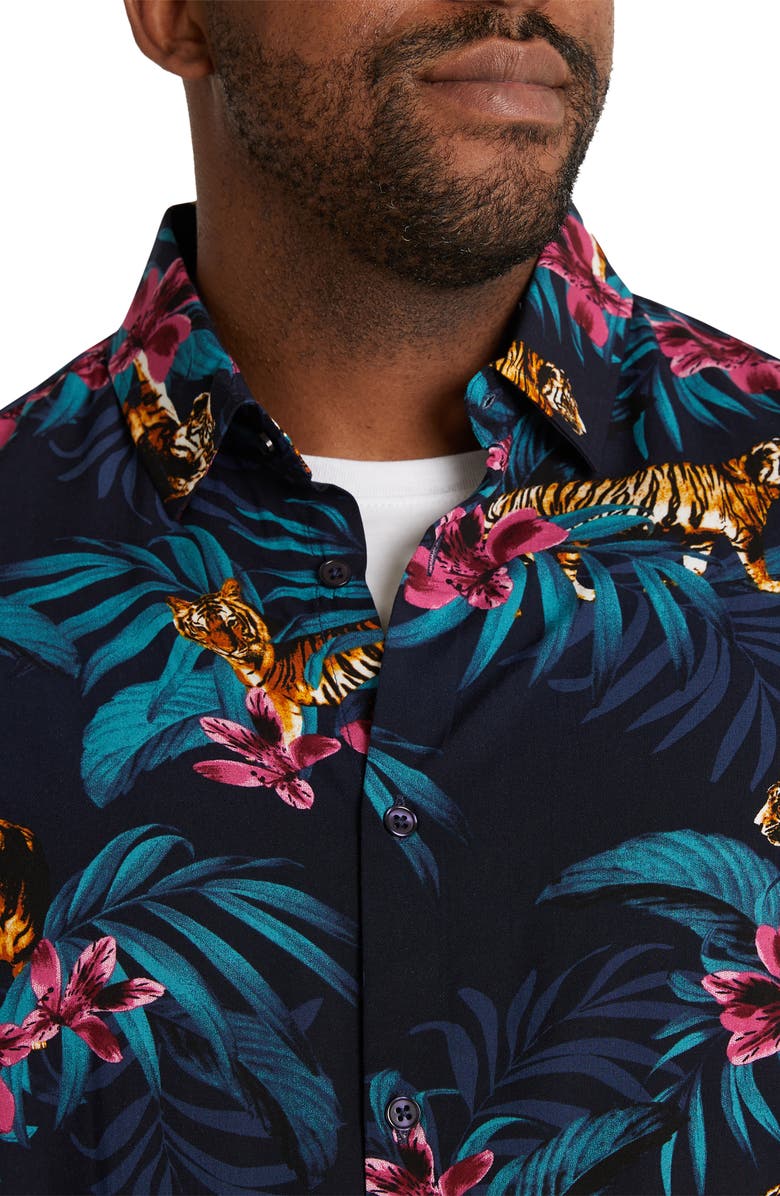 Johnny Bigg Jungle Print Short Sleeve Button-Up Shirt, Alternate, color, 