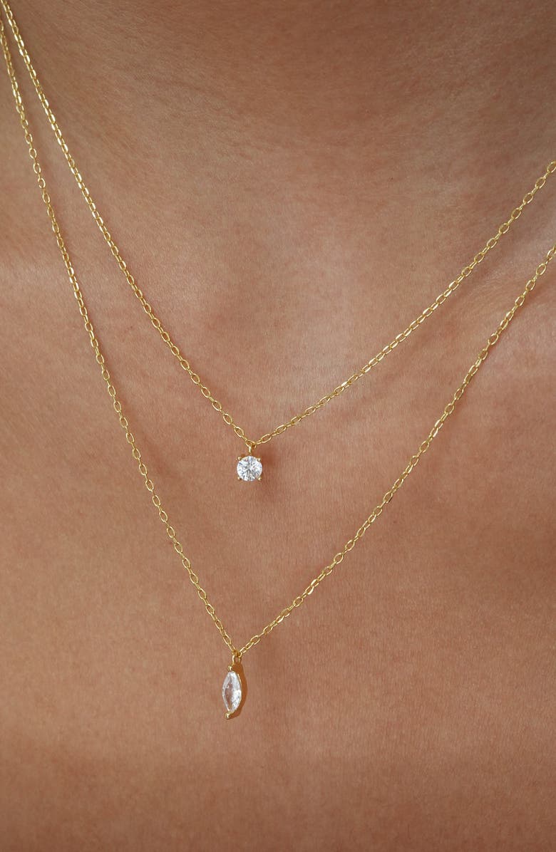 Argento Vivo Sterling Silver Layered 18K Gold Plate Sterling Silver Cubic Zirconia Pendant Necklace, Alternate, color, Gold