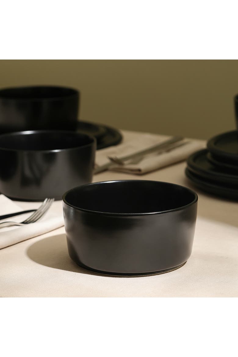 Eden Stoneware 24-Piece Dinnerware Set, Alternate, color, Black