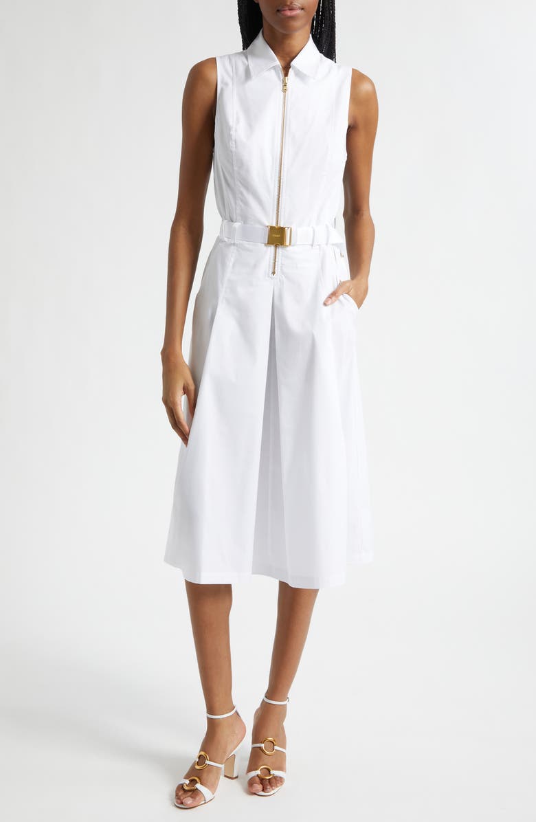 L'AGENCE Kylo Belted Shirtdress, Main, color, White