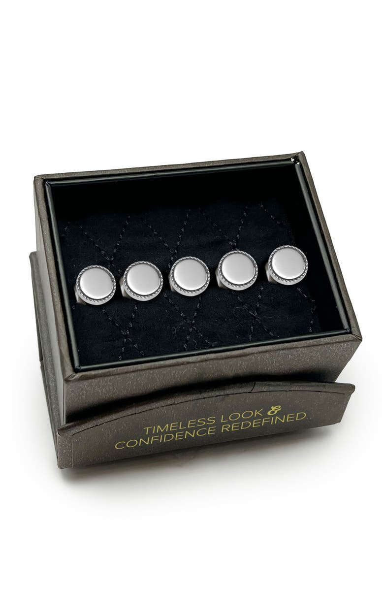 Cufflinks, Inc. Stainless Steel Rope Border Stud Set, Alternate, color, Silver
