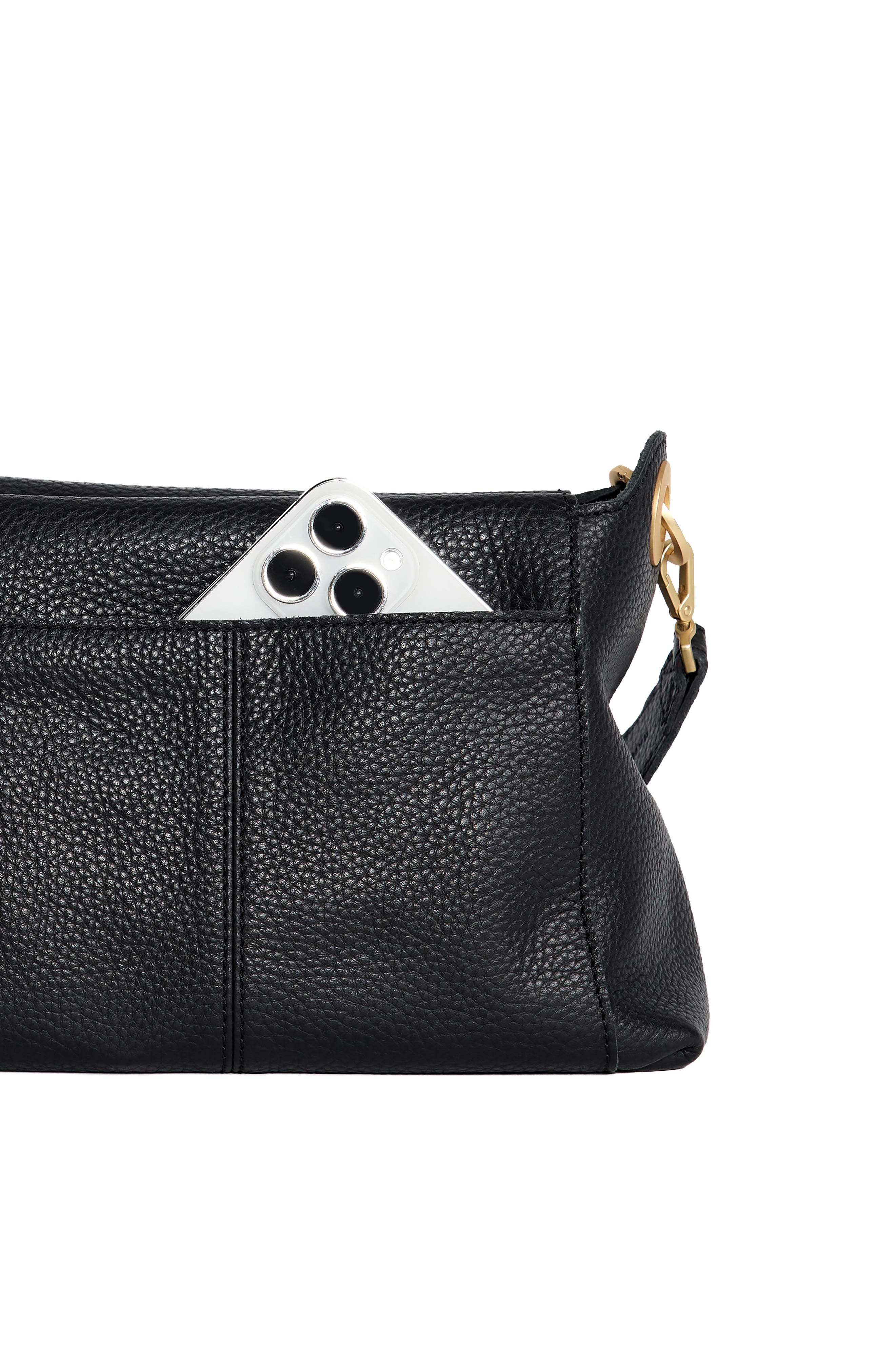 HAMMITT Bryant Medium Shoulder Bag, Alternate, color, Black/ Brushed Gold Red Zip