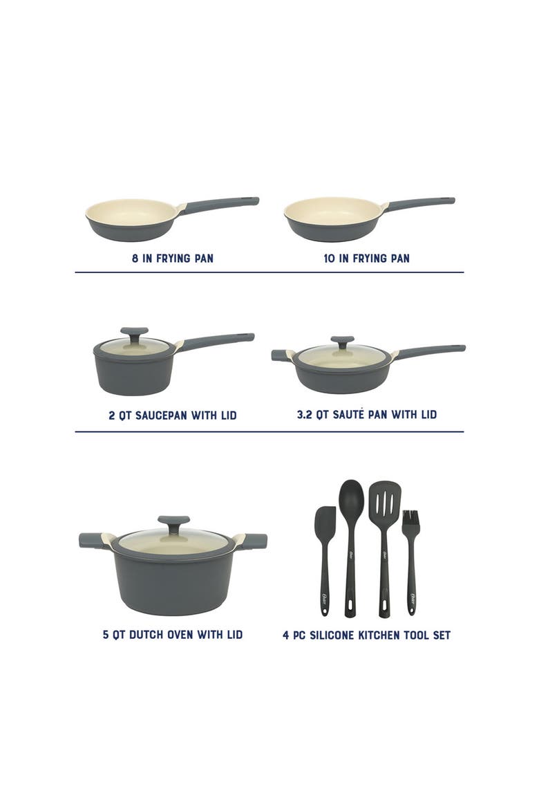 12 Piece Cast Aluminum Ceramic Nonstick Cookware Set, Alternate, color, Grey