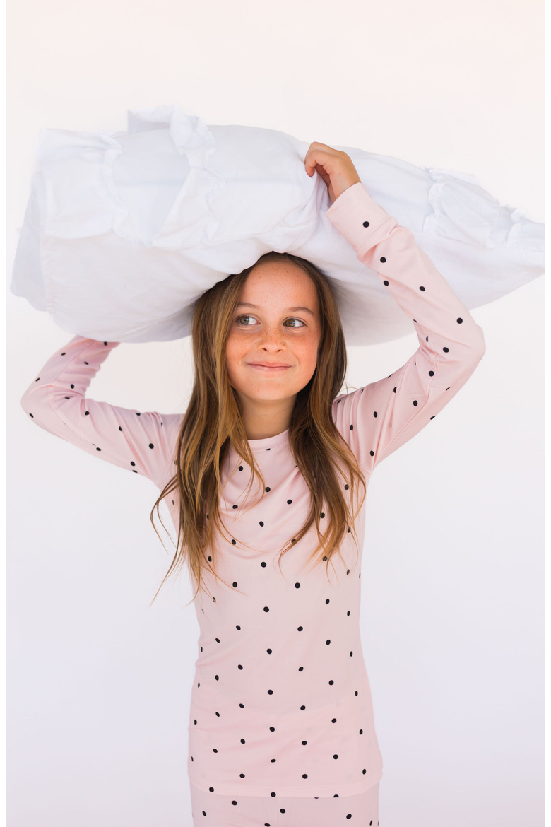 Polka Dot Two Piece Sleepwear Set, Alternate, color, Blush Polka Dot